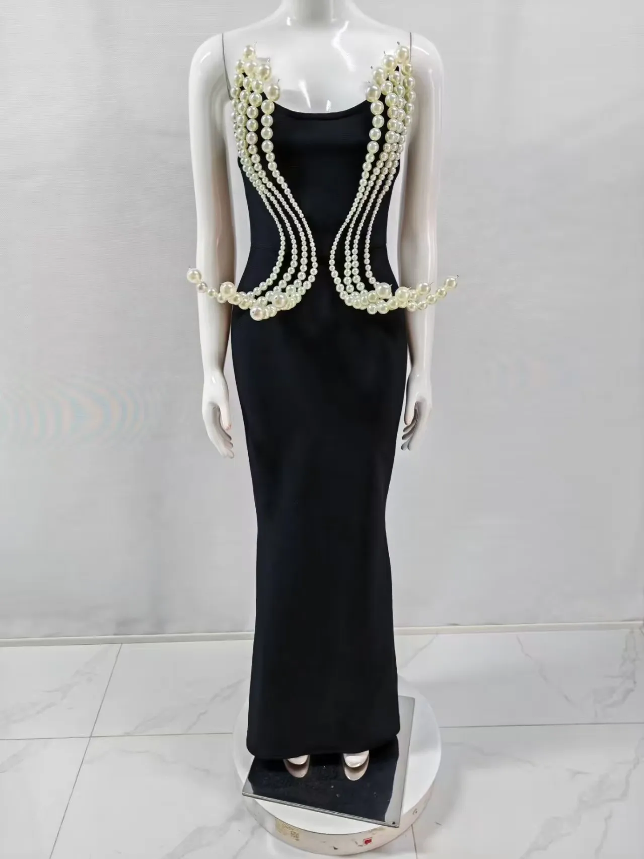 Robe Longue Bustier en Toile Structurée