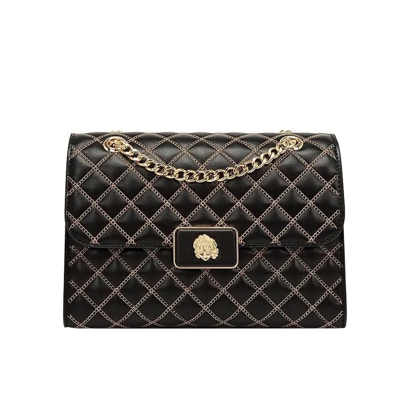 Structured Square Bag with Diamond-Link Chain